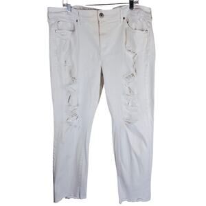 Torrid Distressed Distroyed Frayed Hem Boyfriend Crop Womens Jeans 20R